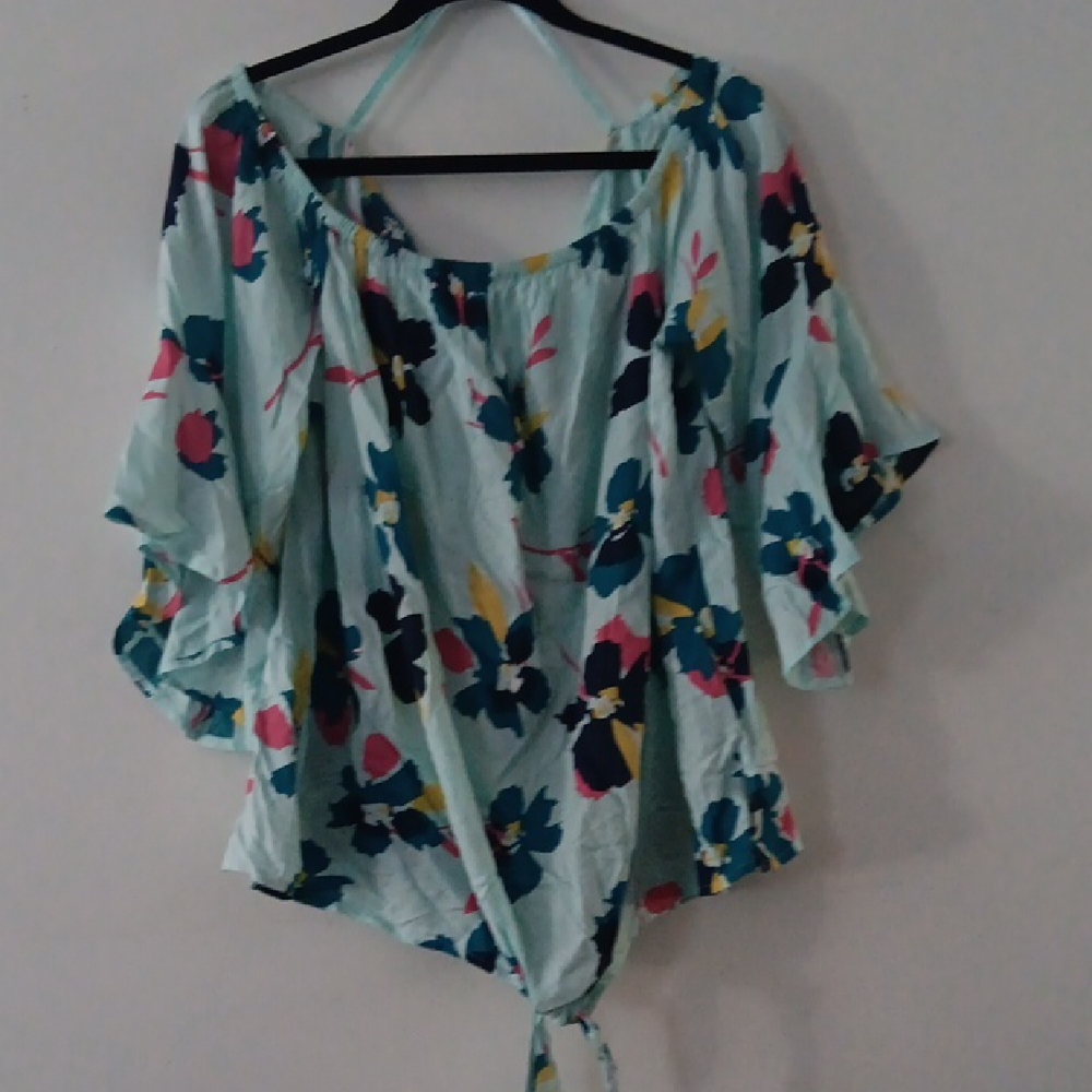Lane Bryant Floral Tied Off The Shoulders Top #3648